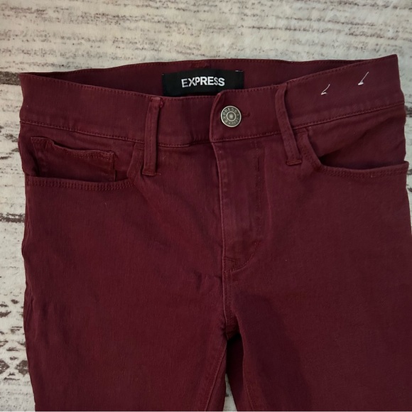 Express Jean midrise leggings, size 0, burgundy - Picture 5 of 6